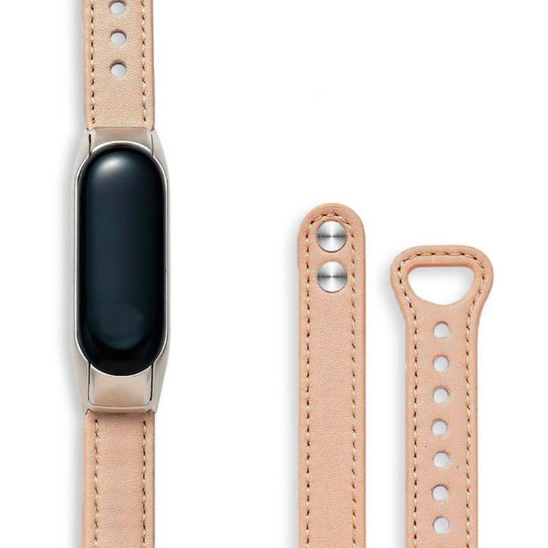 Pulseira de couro cáqui com fecho de clipe para Xiaomi Mi Smart Band 6 - Item1