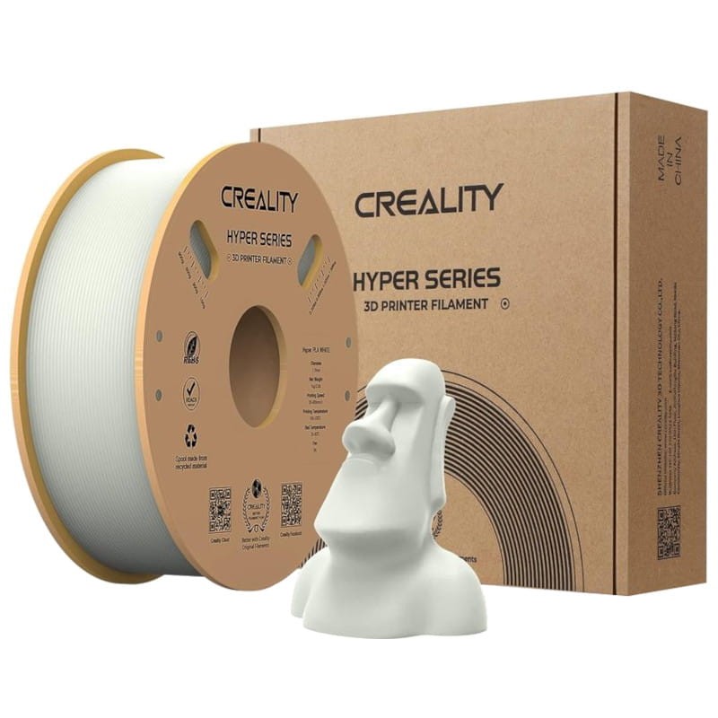 Filamento Creality Hyper PLA - 1.75mm - Impresión de alta velocidad hasta 600mm/s - Bobina de 1kg Color Blanco - Compatible con impresoras 3D FDM - Ítem