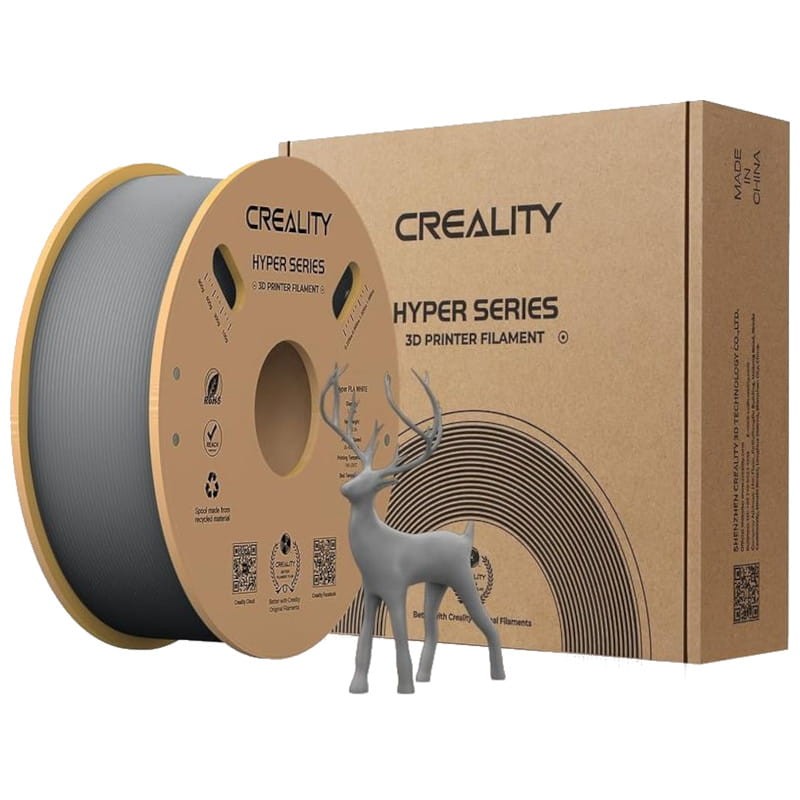 Filamento Creality Hyper PLA - 1.75mm - Impresión de alta velocidad hasta 600mm/s - Bobina de 1kg Color Gris - Compatible con impresoras 3D FDM - Ítem