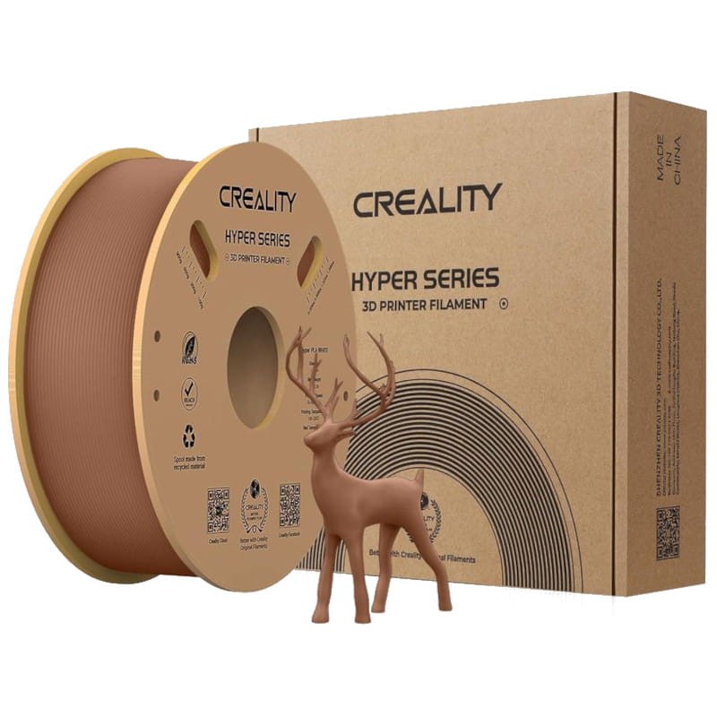 Filamento Creality Hyper PLA - 1.75mm - Impresión de alta velocidad hasta 600mm/s - Bobina de 1kg Color Marrón - Compatible con impresoras 3D FDM - Ítem