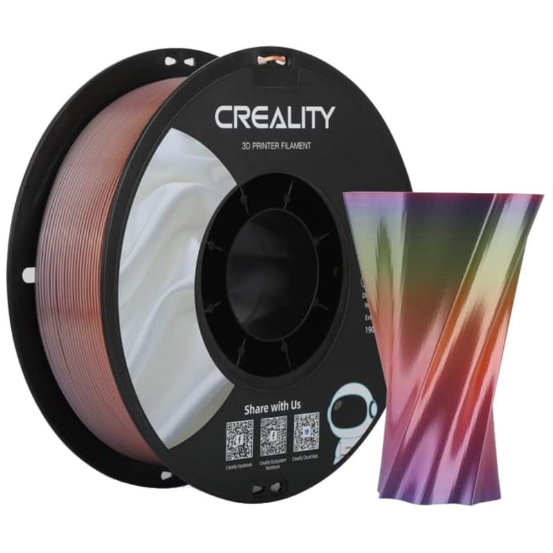 Filamento Creality PLA CR-Silk - 1.75mm - Bobina de 1kg Color Arcoiris - Compatible con impresoras 3D FDM - Ítem