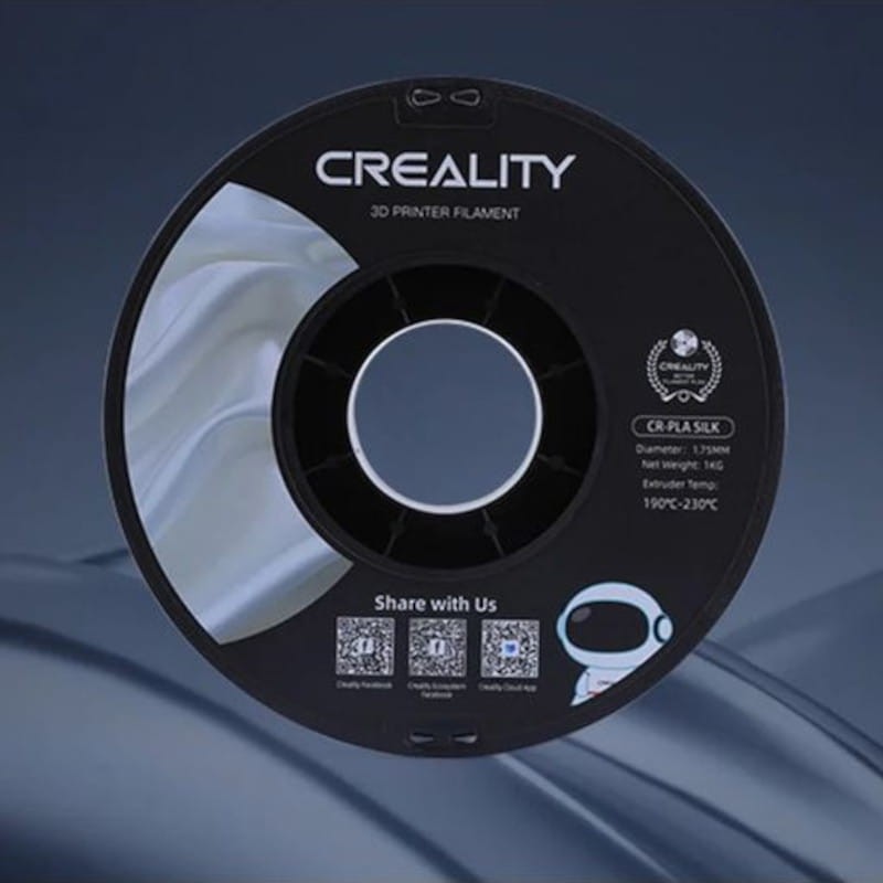 Filamento Creality PLA CR-Silk - 1,75mm - Com Textura Sedosa e Brilhante e Toque Suave - Velocidade de impressão até 100mm/s - Bobine de 1kg Cor Prateado - Compatível com impressoras 3D FDM - Item5