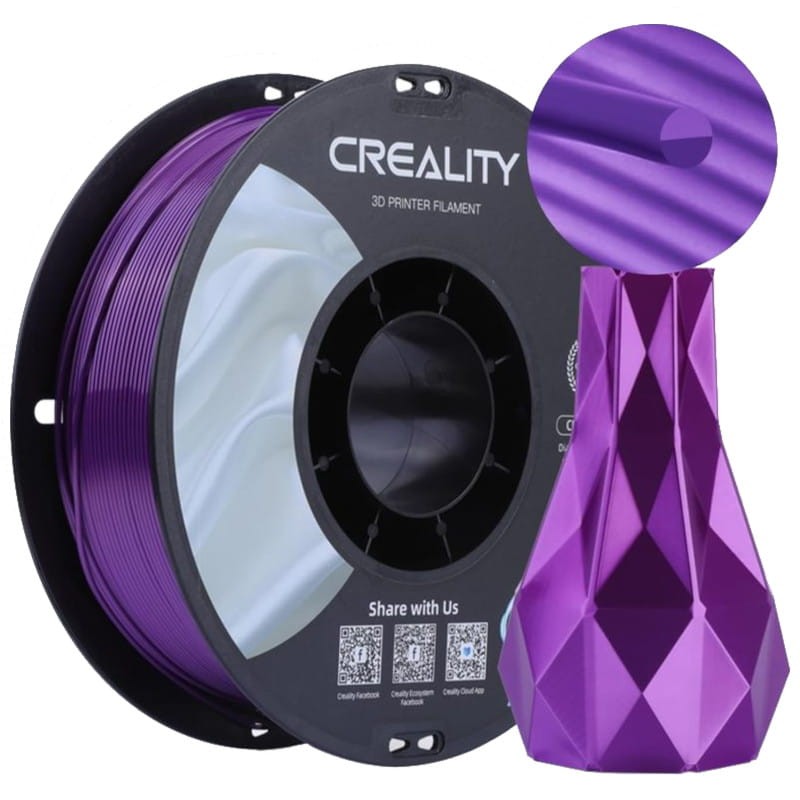 Filamento Creality PLA CR-Silk - 1.75mm - Con Textura Sedosa Y Brillante Y Tacto Suave - Velocidad de impresión hasta 100mm/s - Bobina de 1kg Color Púrpura - Compatible con impresoras 3D FDM - Ítem