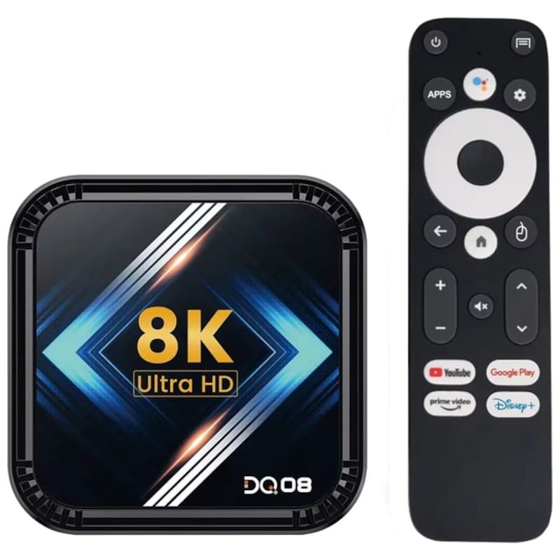 DQ08 8K RK3528 2GB/16GB Dual Wifi Controlo de Voz Android 13 Preto - Android TV - Item