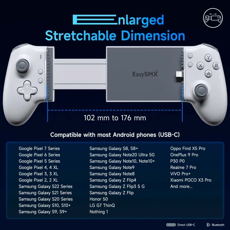 EasySMX M15 Android/iOS (USB-C) - Gamepad pour smartphones - Boutons Mécaniques - Hall Joysticks - Vibration Réglable - Plug and Play - Ítem10