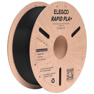 Filament ELEGOO Rapid PLA + (PLUS) - 1,75 mm - Impression haute vitesse jusqu'à 600 mm/s - Bobine de 1 kg Couleur Noir - Compatible avec les imprimantes 3D FDM