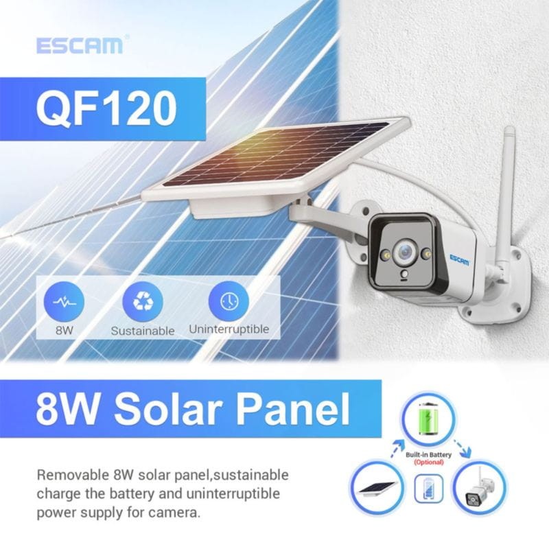 Escam QF120 2MP 1080p Wifi Visión nocturna Panel Solar Blanco - Cámara de vigilancia - Ítem6