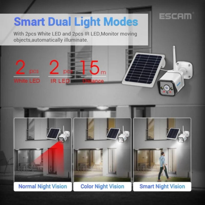 Escam QF120 2MP 1080p Wifi Visión nocturna Panel Solar Blanco - Cámara de vigilancia - Ítem10