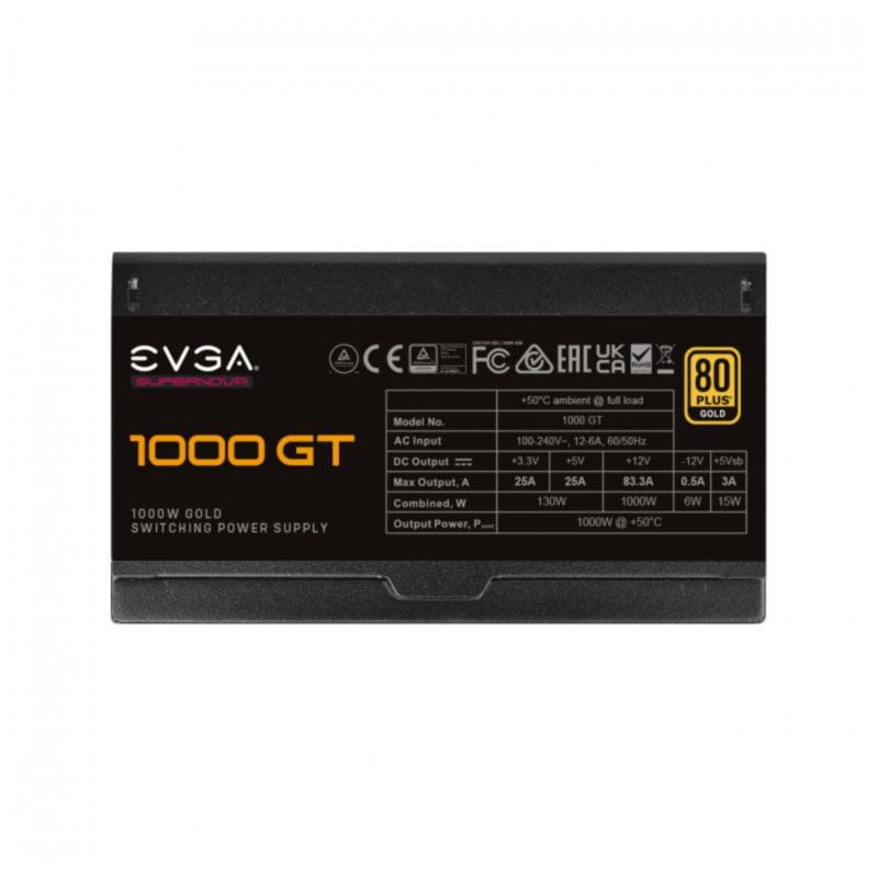 EVGA SuperNOVA 1000 GT unidad de fuente de alimentación 1000 W 24-pin ATX  ATX Negro