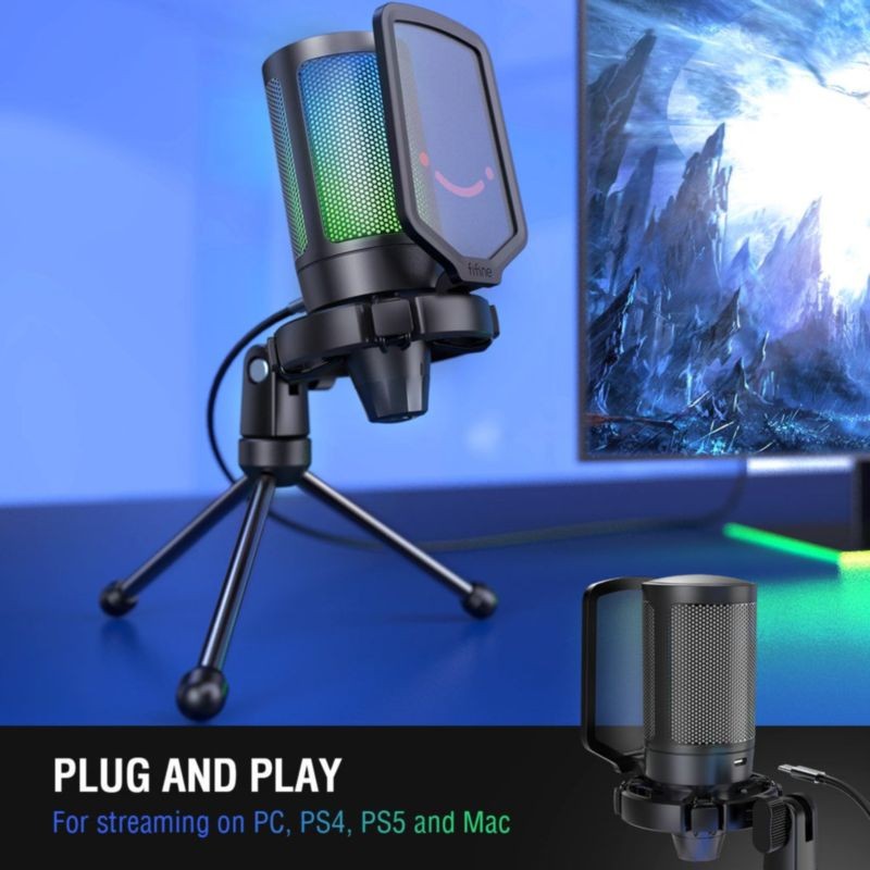 Fifine A6V RGB Noir- Microphone pour joueurs - Ítem3