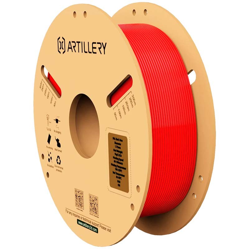 Filamento ARTILLERY PLA Rojo - 1.75mm - Bobina de 1kg - Compatible con impresoras 3D FDM - Ítem