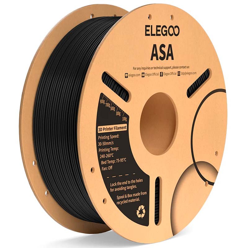 ELEGOO ASA Noir pour Imprimantes 3D FDM - Filament 1.75mm Bobine de 1kg - Ítem