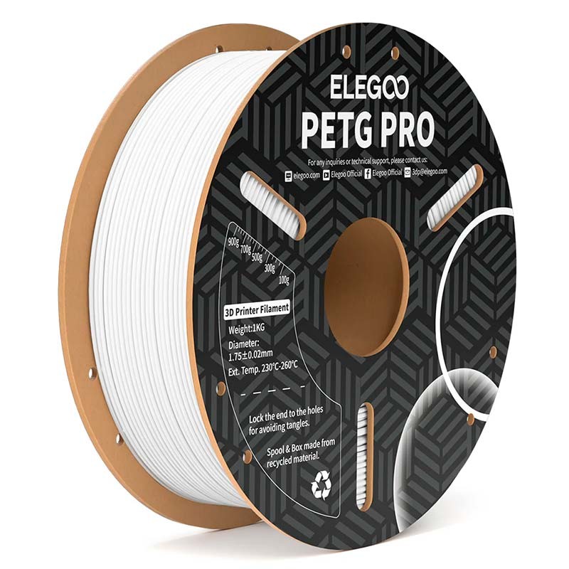 ELEGOO PETG Pro Blanc pour Imprimantes 3D FDM - Filament 1.75mm Bobine de 1kg - Ítem