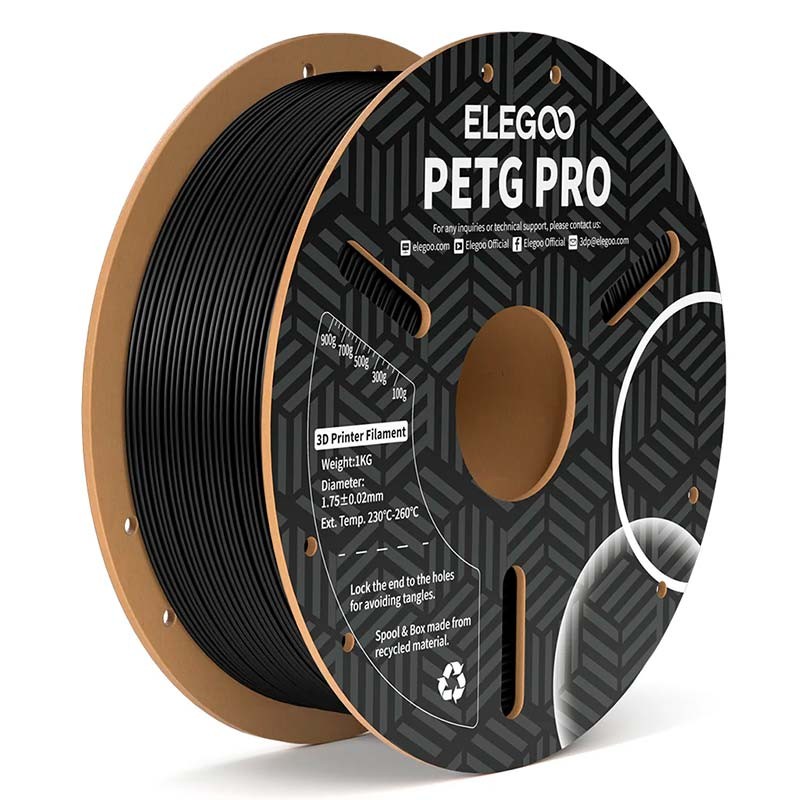 ELEGOO PETG Pro Noir pour Imprimantes 3D FDM - Filament 1.75mm Bobine de 1kg - Ítem