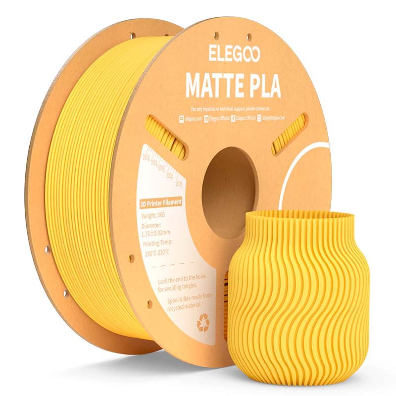 ELEGOO PLA MATTE Jaune Mat pour Imprimantes 3D FDM - Filament 1.75mm Bobine de 1kg - Ítem