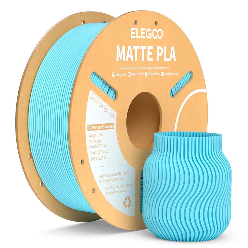 ELEGOO PLA MATTE Bleu Clair Mat pour Imprimantes 3D FDM - Filament 1.75mm Bobine de 1kg - Ítem