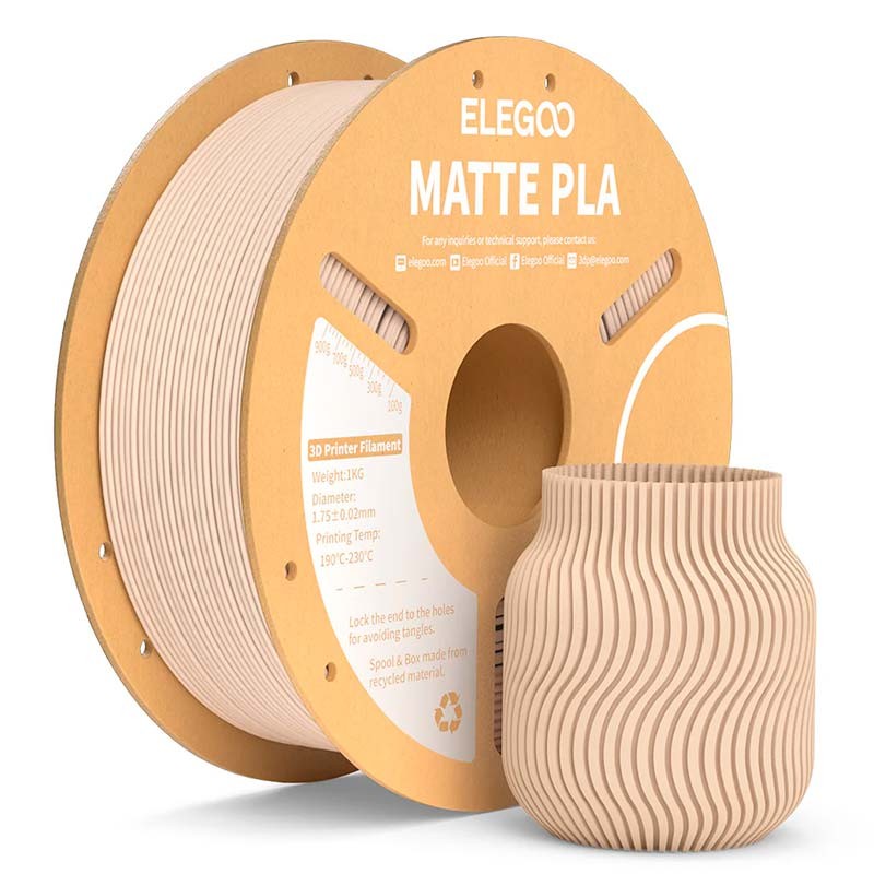 ELEGOO PLA MATTE Bege Mate para Impressoras 3D FDM - Filamento 1.75mm Bobina de 1kg - Item