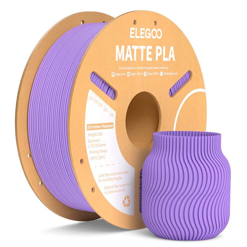 ELEGOO PLA MATTE Violet Mat pour Imprimantes 3D FDM - Filament 1.75mm Bobine de 1kg - Ítem