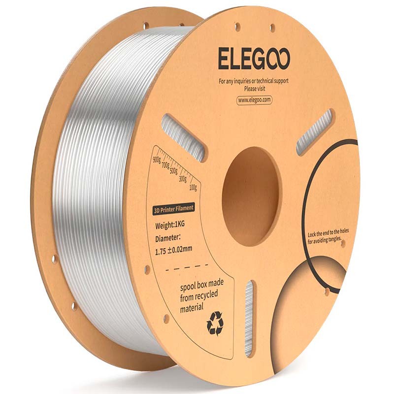 ELEGOO PLA Plus Transparent pour Imprimantes 3D FDM - Filament 1.75mm Bobine de 1kg - Ítem