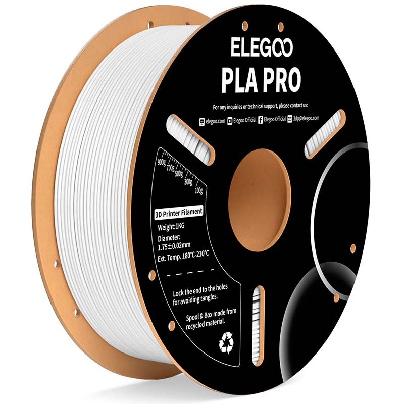 ELEGOO PLA PRO Branco para Impressoras 3D FDM - Filamento 1.75mm Bobina de 1kg - Item