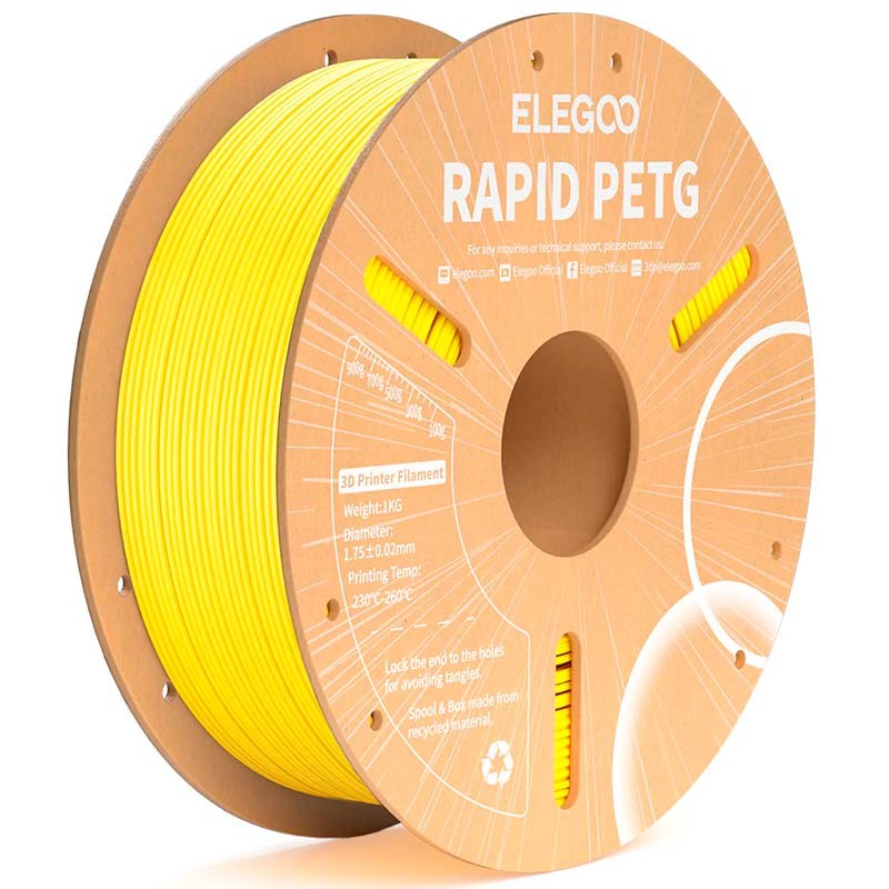 ELEGOO Rapid PETG Amarelo para Impressoras 3D FDM - Filamento 1.75mm Bobina de 1kg - Item