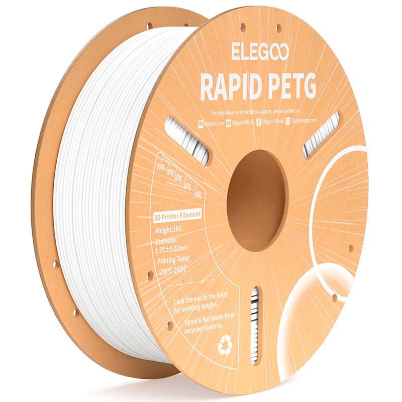 ELEGOO Rapid PETG Blanc pour Imprimantes 3D FDM - Filament 1.75mm Bobine de 1kg - Ítem