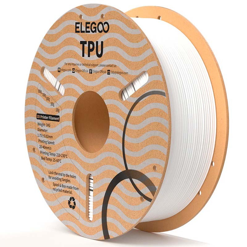 ELEGOO TPU Branco para Impressoras 3D FDM - Filamento 1.75mm Bobina de 1kg - Item