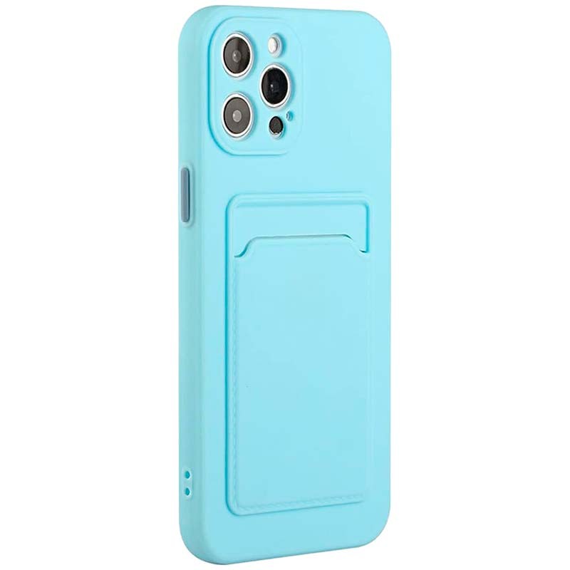 Coque en silicone bleu clair avec porte-cartes pour iPhone 14 Pro - Ítem1