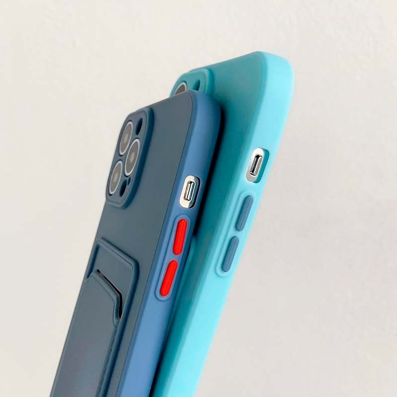 Coque en silicone bleu clair avec porte-cartes pour iPhone 14 Pro - Ítem2