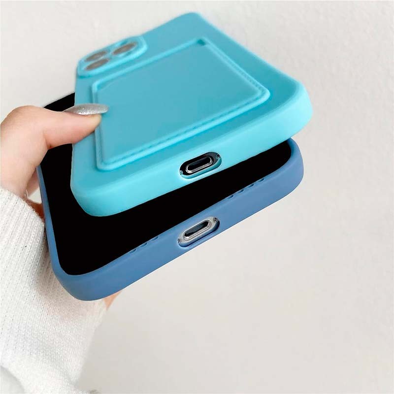 Coque en silicone bleu clair avec porte-cartes pour iPhone 14 Pro - Ítem3