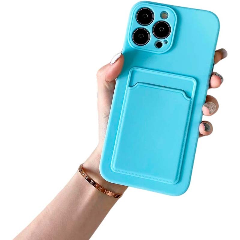 Coque en silicone bleu clair avec porte-cartes pour iPhone 14 Pro - Ítem4