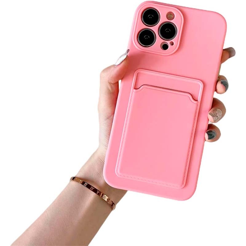 Coque en silicone rose avec porte-cartes pour iPhone 14 Pro - Ítem3