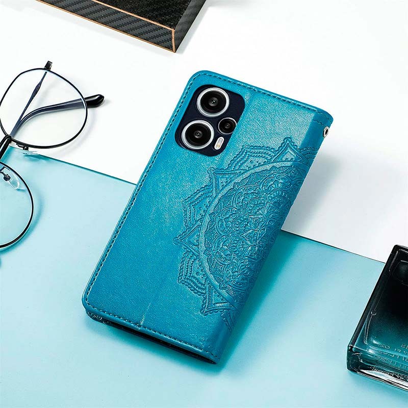 Étui bleu de type livre Mandala pour Xiaomi Poco F5 - Ítem4