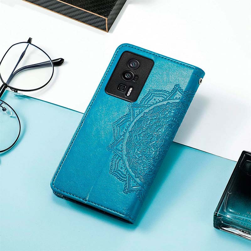 Étui bleu de type livre Mandala pour Xiaomi Poco F5 Pro - Ítem4