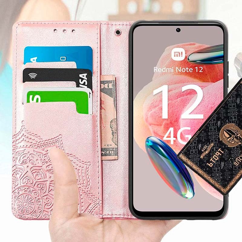 Étui rose de type livre Mandala pour Xiaomi Redmi Note 12 4G - Ítem2