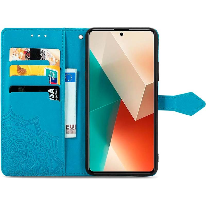 Capa azul Mandala tipo livro para Xiaomi Redmi Note 13 4G - Item3