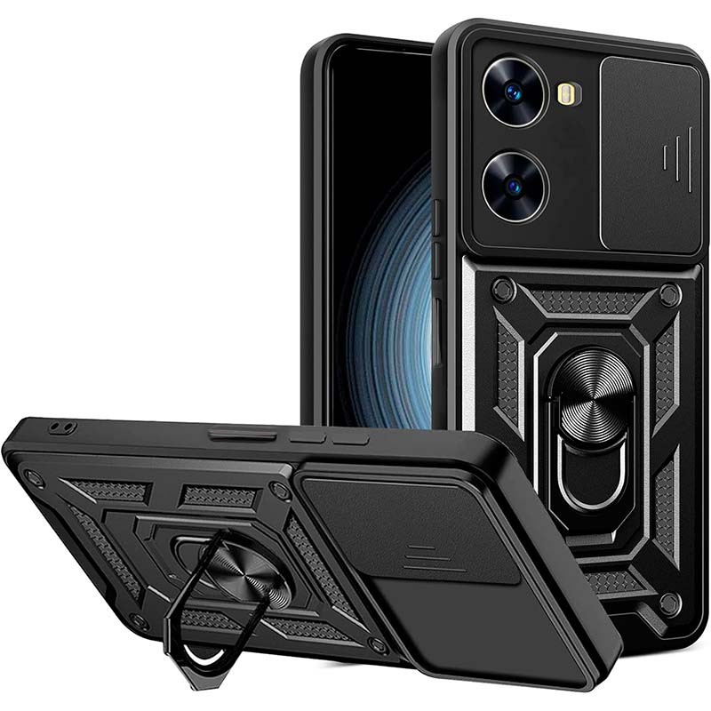 Coque d'armure militaire pour Xiaomi Poco X7 Pro 5G avec protection de l'appareil photo, support métallique et anneau Noir - Ítem