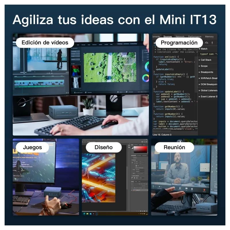 GEEKOM Mini IT13 Intel i7-13700H/32 Go/1 To/Win11 Pro Bleu - Mini PC - Ítem3