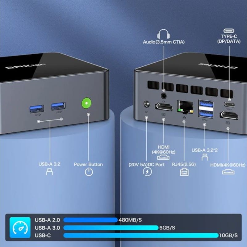 GMKtec NucBox M2 Pro Intel i7-1195G7/16GB/1TB SSD/Windows 11 Pro Gris - Mini PC - Ítem4