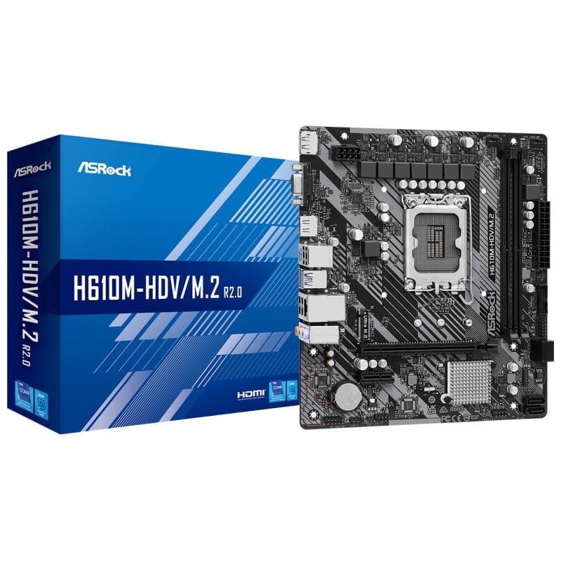 Asrock H610M-HDV/M.2 R2.0 Intel LGA 1700 64GB micro ATX Negro, Gris, Plata - Placa base - Ítem