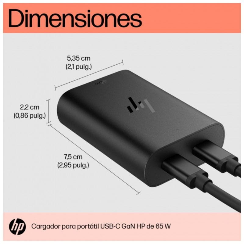 HP 600Q7AA 65 W USB-C 2 Puertos GaN Negro - Cargador portátil - Ítem7