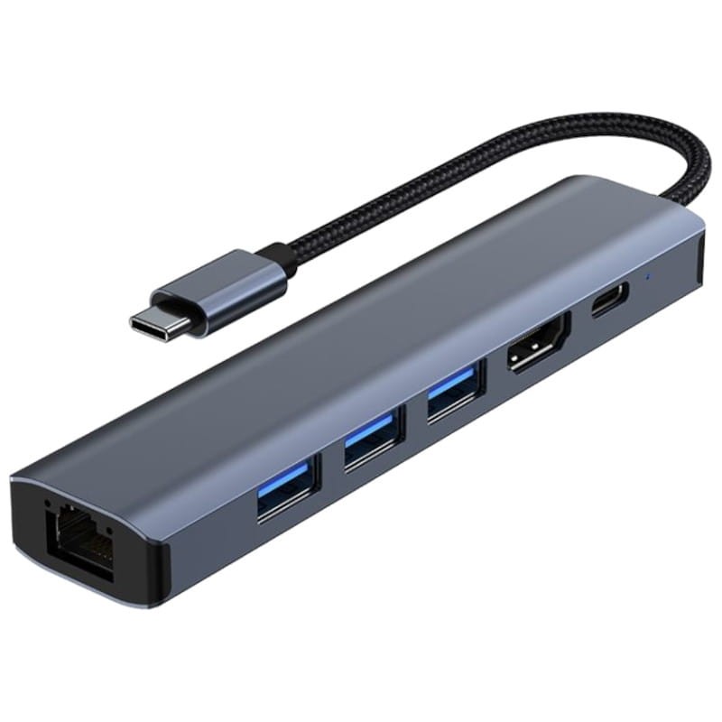 Hub 2210 6 en 1 USB Tipo-C a USB 3.2/HDMI/USB Tipo C Negro - Ítem