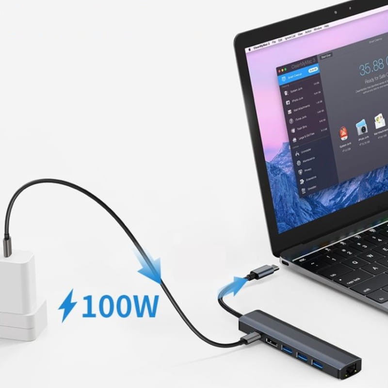 Hub 2210 6 en 1 USB Type-C vers USB 3.2/HDMI/USB Type C Noir - Ítem4