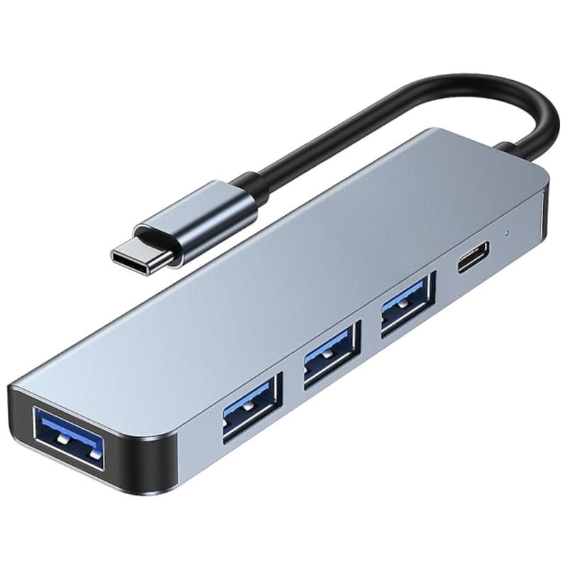 Hub USB 2301T 5 en 1 USB Tipo C+USB 3.0 Plata - Ítem