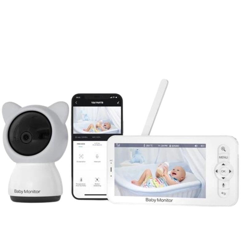 Kingfit Baby-5 Visión nocturna Wi-Fi HD 720P 5” Bidireccional Blanco - Vigilabebés - Ítem