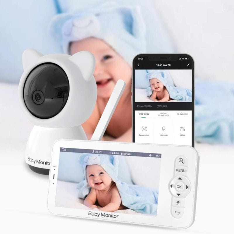 Kingfit Baby-5 Visión nocturna Wi-Fi HD 720P 5” Bidireccional Blanco - Vigilabebés - Ítem1