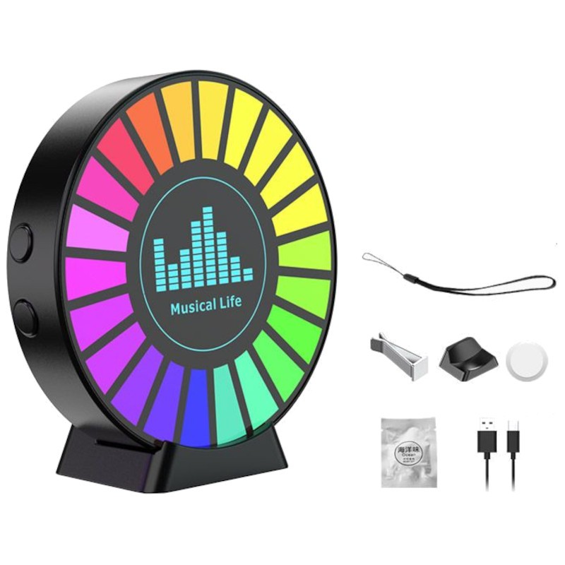 Lâmpada LED LS130 Controlo de Som e Música para Automóvel RGB USB Tipo C Preto - Item10