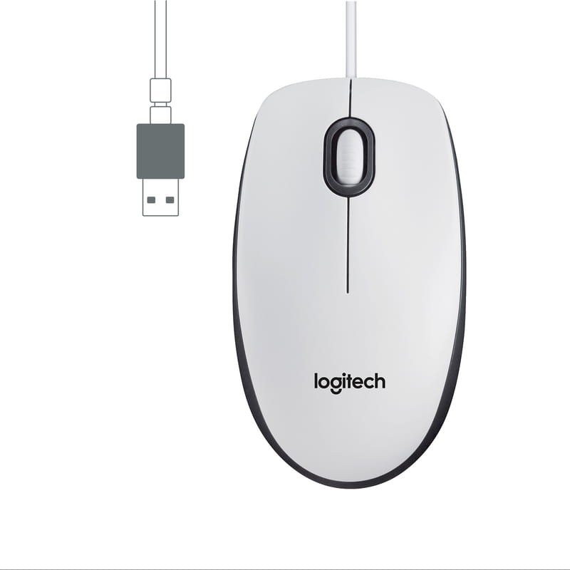 Logitech M100 USB Branco - Rato sem fios - 1000 DPI - Item