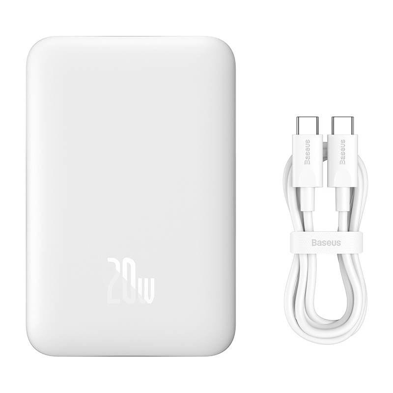 Power Bank Mini 10000mAh Baseus compatible con MagSafe Blanco - Carga rápida 20W y Cable tipo C inlcuido - Ítem4