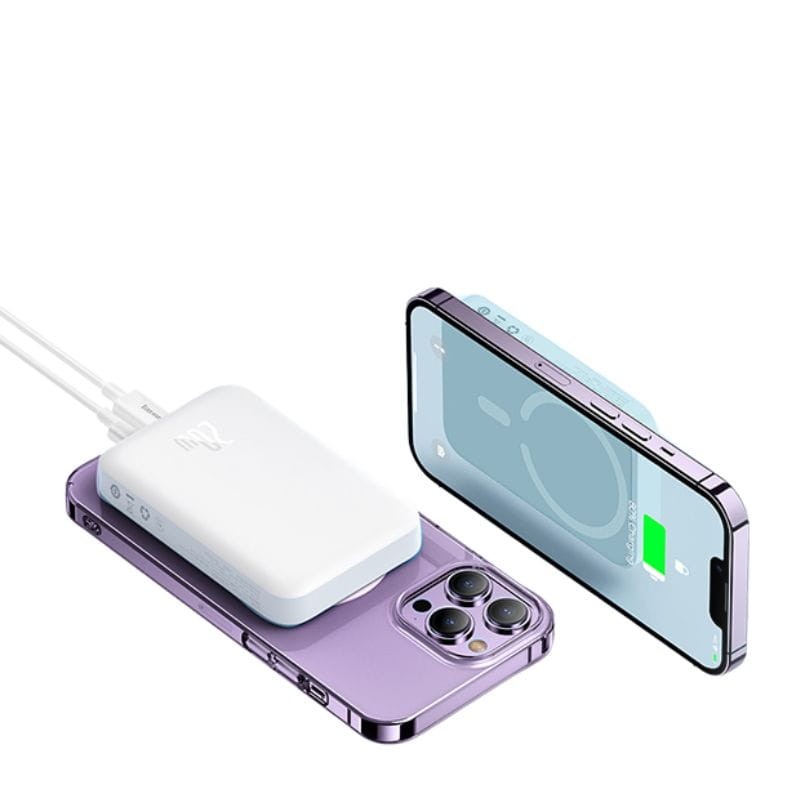 Power Bank Mini 10000mAh Baseus compatible con MagSafe Blanco - Carga rápida 20W y Cable tipo C inlcuido - Ítem6